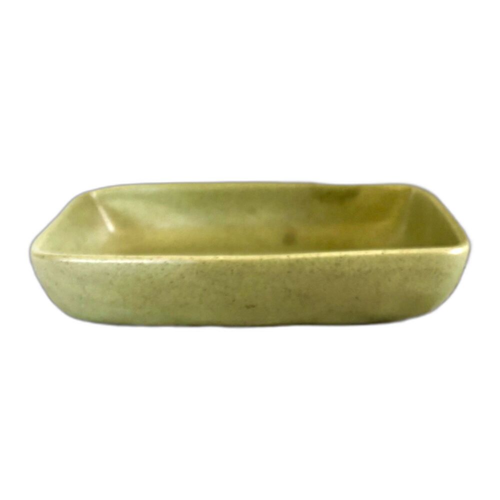 VTG Haeger Pottery 3832 USA Olive Green Speckled Rectangular MCM Stoneware Dish